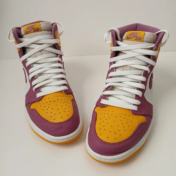 Nike Air Jordan 1 Retro High Og Purple and Yellow Sneakers Men's Size 10.5 - Picture 2 of 16